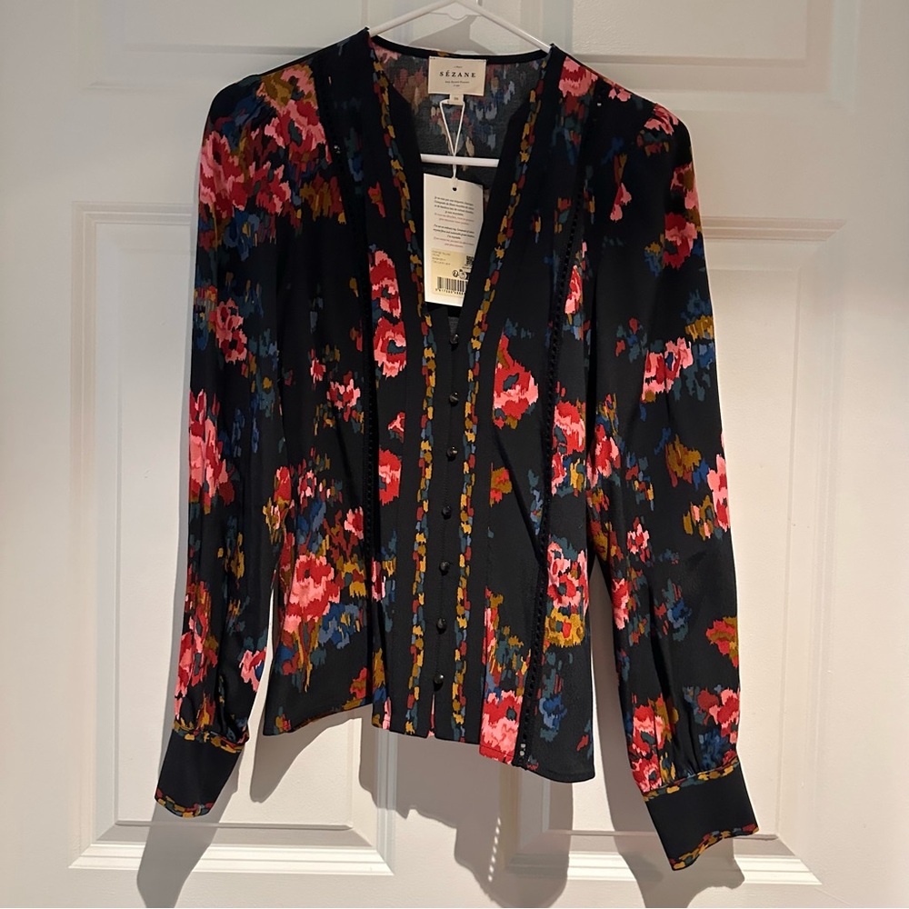 Sezane Talline Shirt Heline Print - Size 4